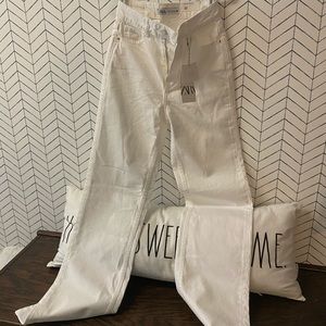 Zara Super High Rise Straight Leg Full Length Pant